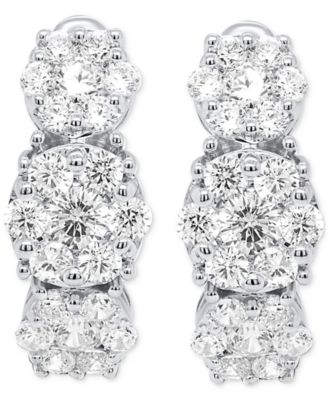 Lab Grown Diamond Triple Cluster Statement Earrings (2 ct. t.w.) in Sterling Silver or 14k Gold-Plated Sterling Silver