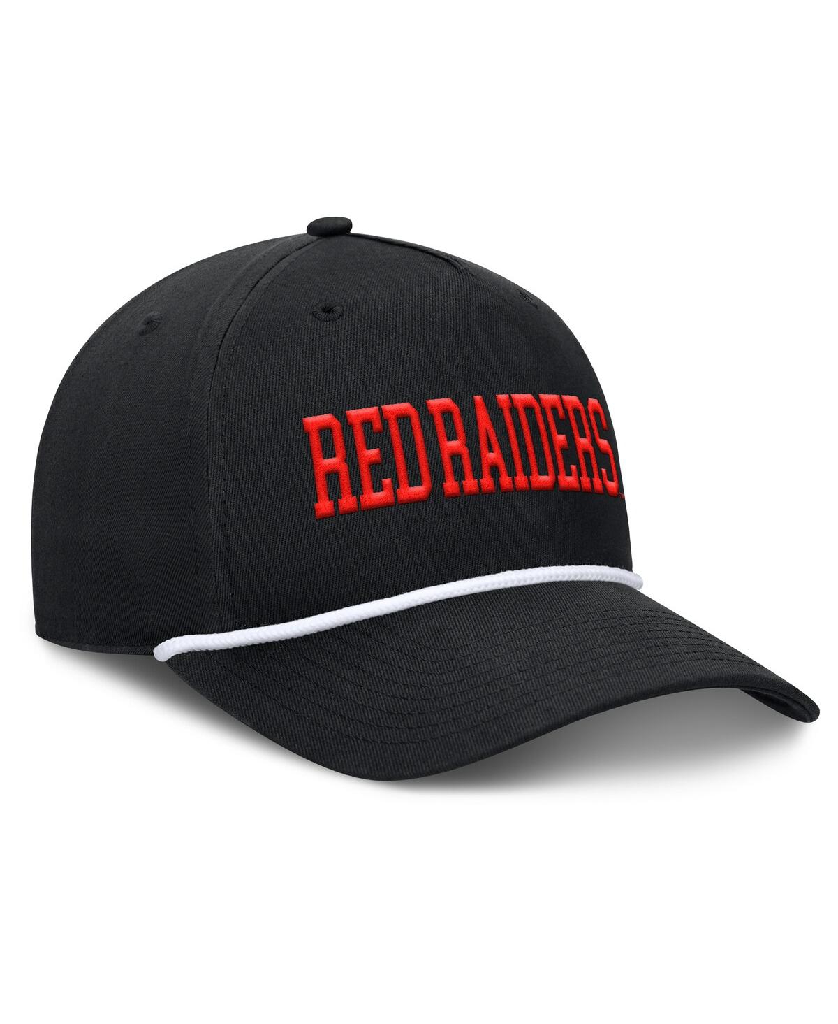Fanatics Men's Black Texas Tech Red Raiders Foul Ball Rope Adjustable Hat In Black