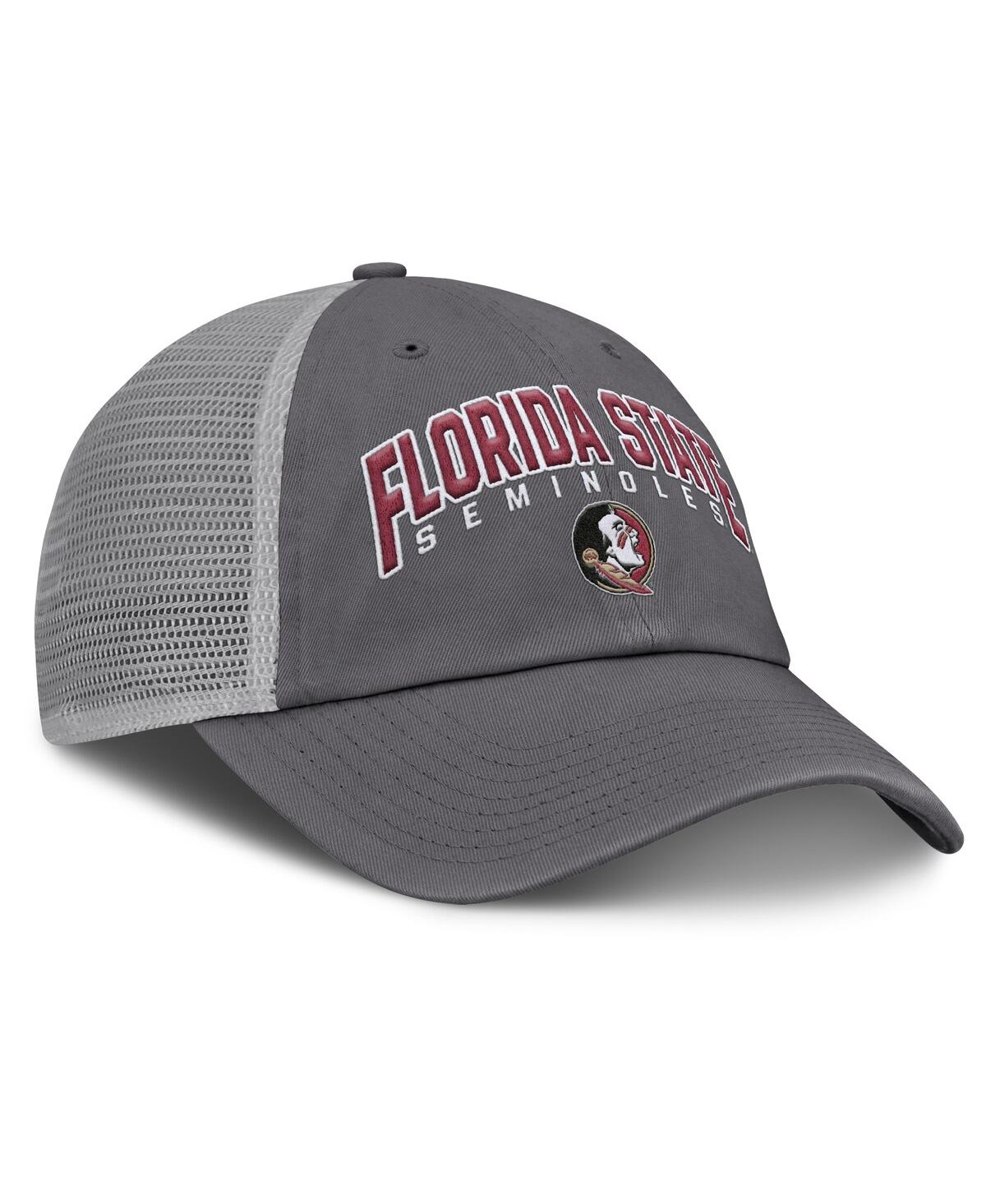 Fanatics Men's Charcoal Florida State Seminoles Ionic Trucker Adjustable Hat In Charcoal