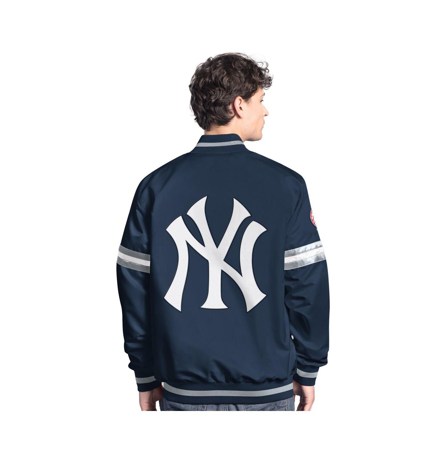 Мужская университетская куртка Starter New York Yankees Scout на кнопках, Navy — фото 2