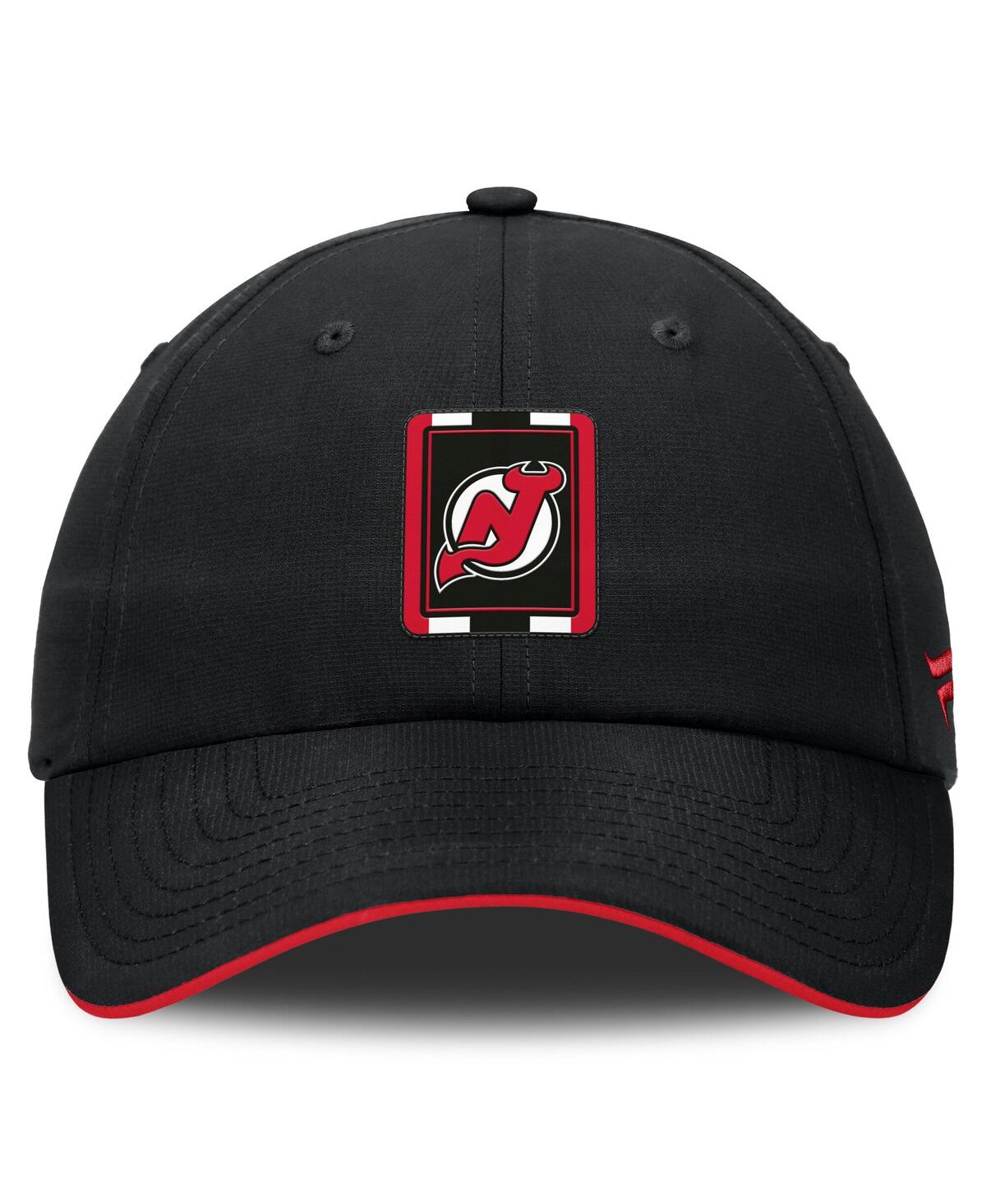 Fanatics Men's Black/red New Jersey Devils Authentic Pro Ripstop Adjustable Hat In Black,red
