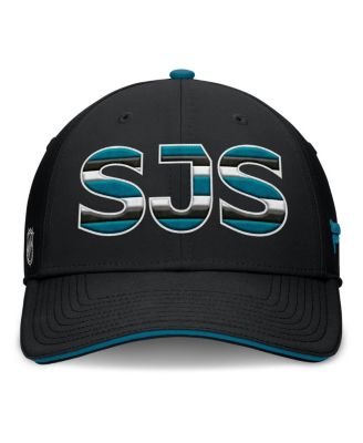 Men's Black/Teal San Jose Sharks Authentic Pro Rink Team Code Flex Hat