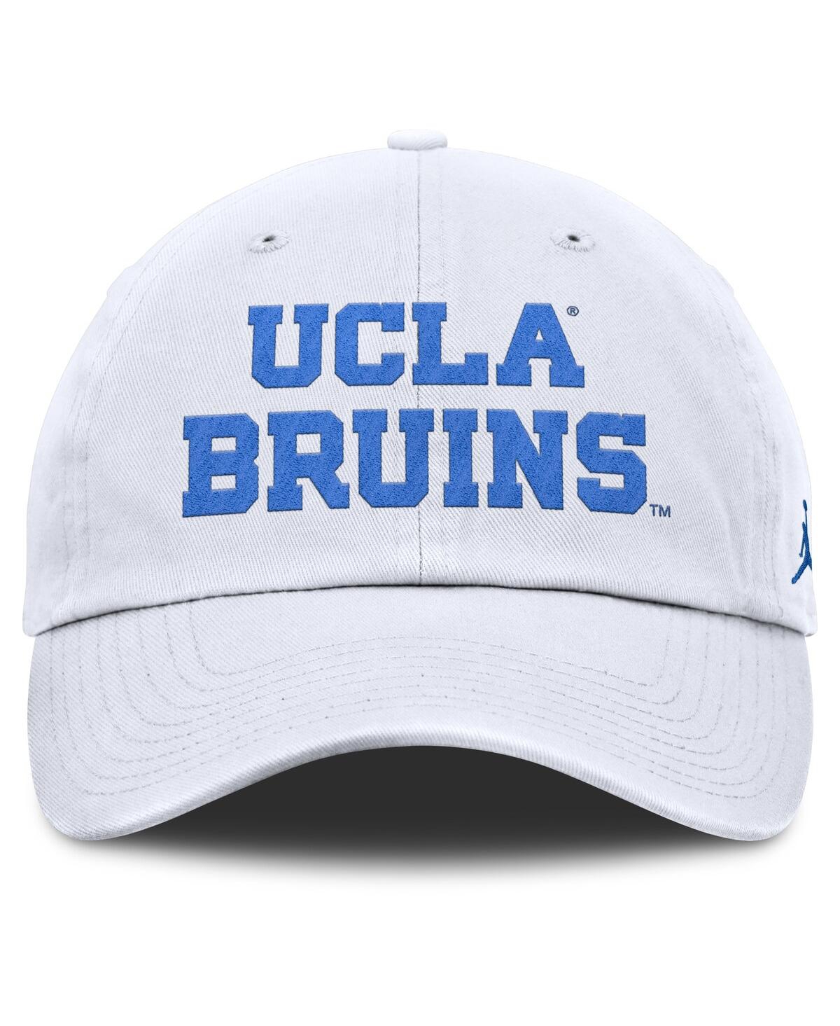 Jordan Men's White Ucla Bruins Core Club Mascot Wordmark Adjustable Hat In White