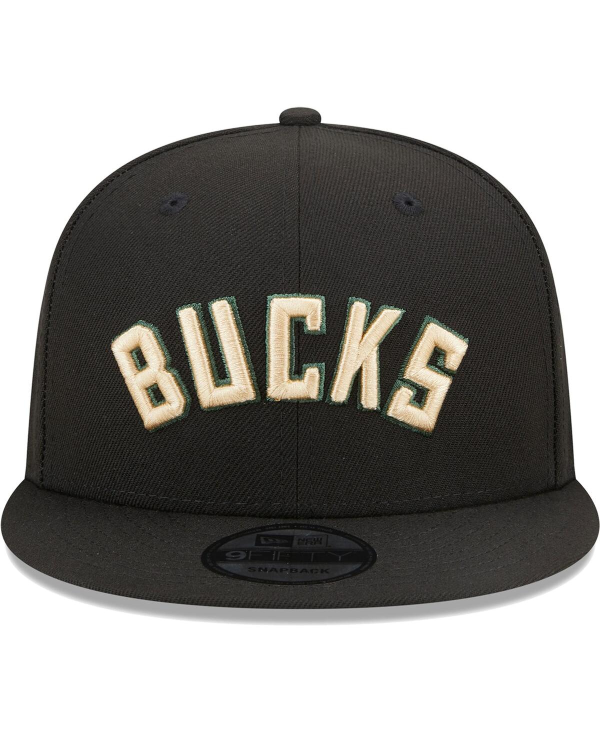 New Era Men's Black Milwaukee Bucks Jersey Hook Statement Edition 9fifty Snapback Hat
