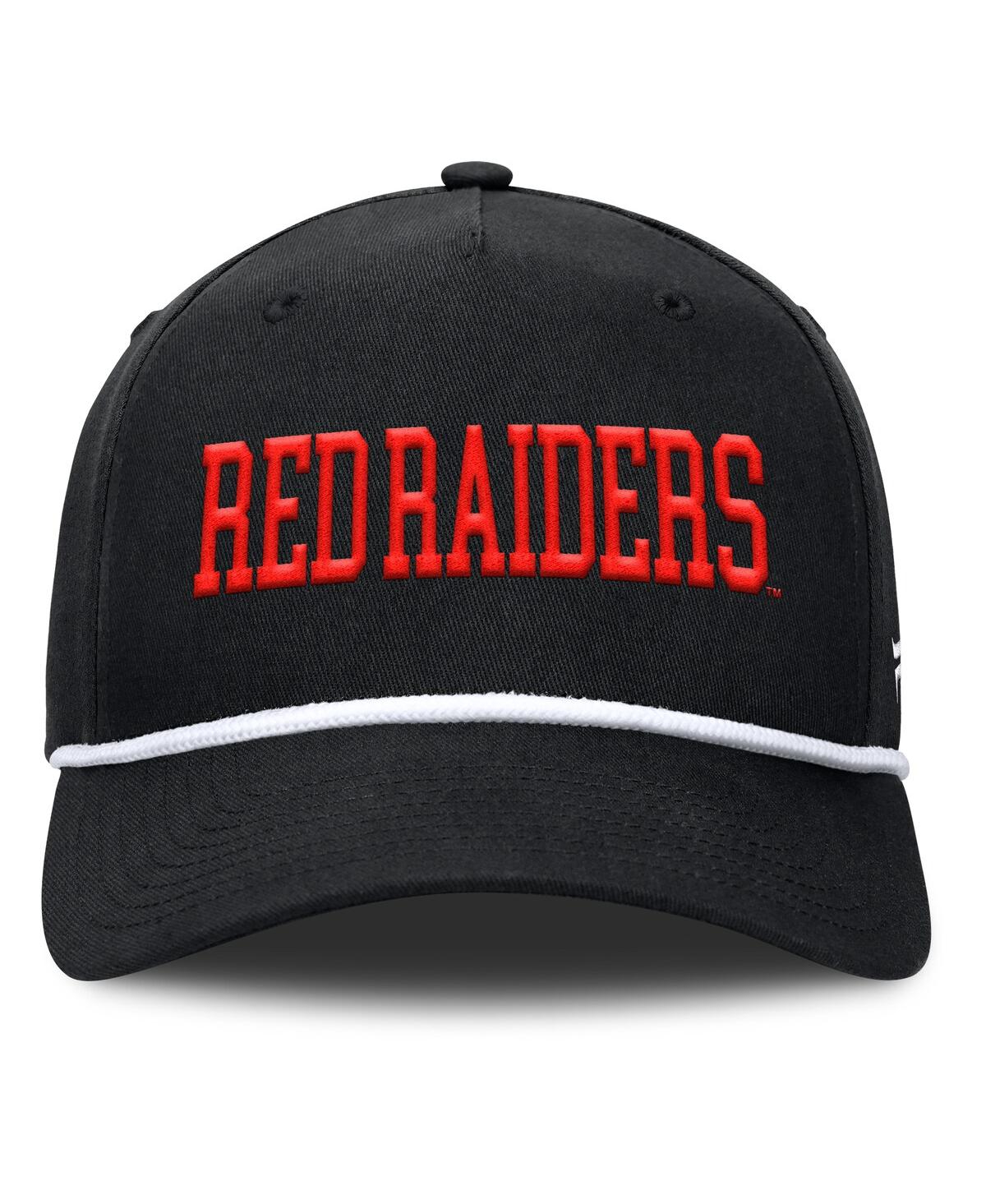 Fanatics Men's Black Texas Tech Red Raiders Foul Ball Rope Adjustable Hat In Black