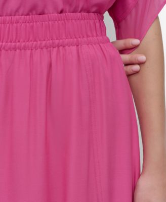 Women's Handkerchief Hem Mixed Media Maxi Skirt