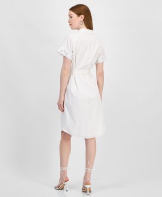 Women's Lace-Trim Short-Sleeve Shirtdress