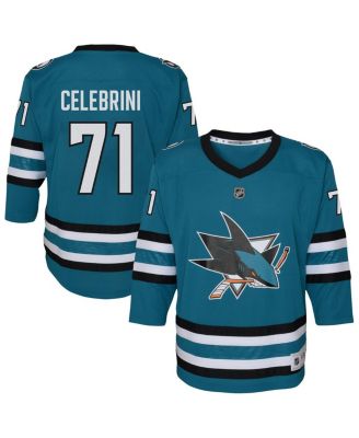 Outerstuff - Big Boys and Girls&nbsp; Macklin Celebrini Teal San Jose Sharks Alternate Replica Player Jersey