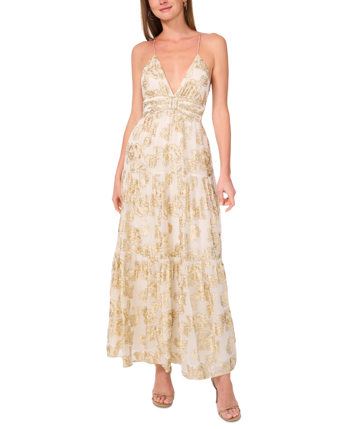 Women's The Liora Metallic Print Sleeveless Maxi Dress - Soft Cream