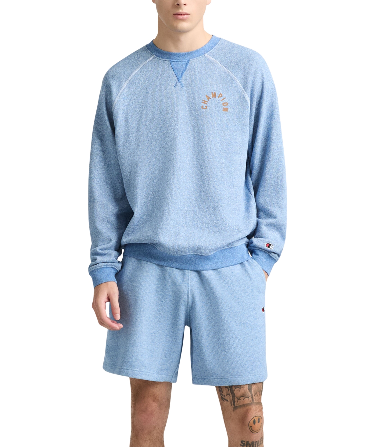 Champion Men's Raglan Crewneck Logo Sweatshirt