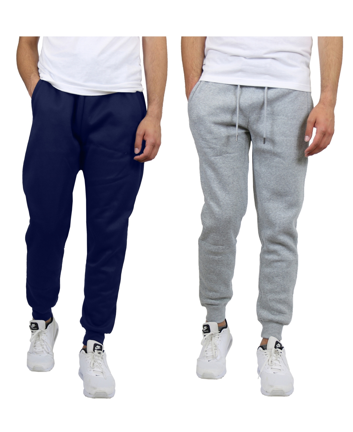 Blue Ice Men's 2-pack Fleece-lined Jogger Sweatpants In Navy,heather Gray