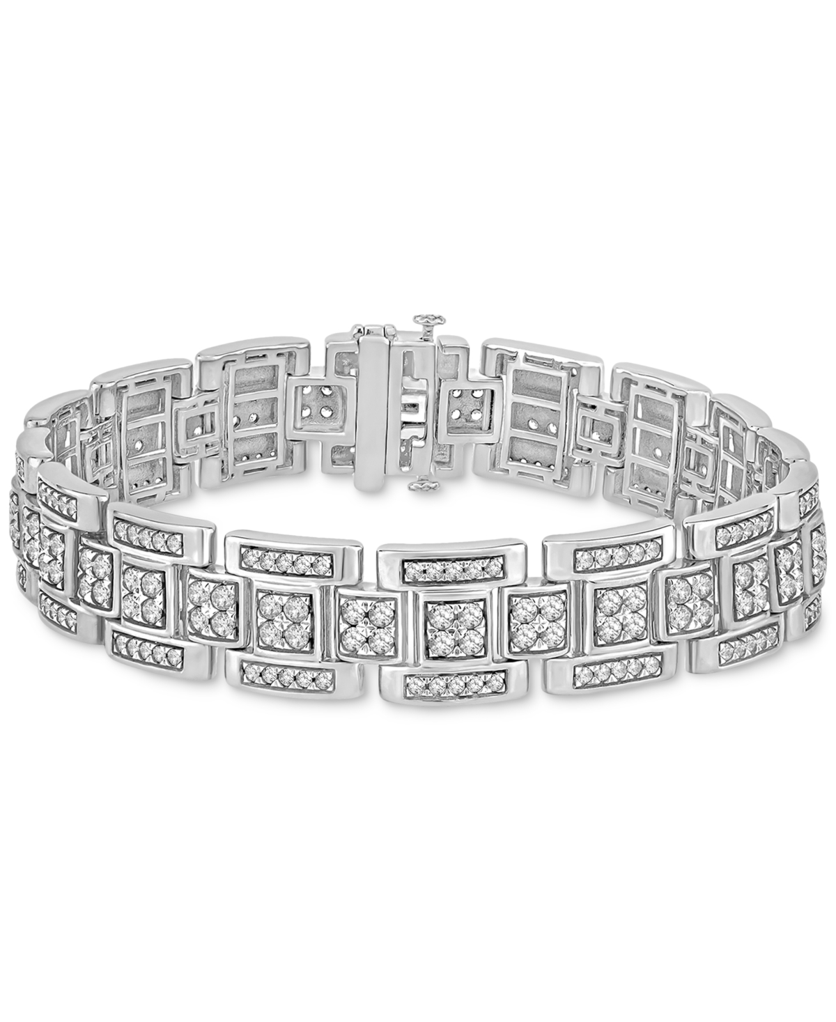 Men's Diamond Square Link Bracelet (5 ct. t.w.) in 10k White Gold - White Gold