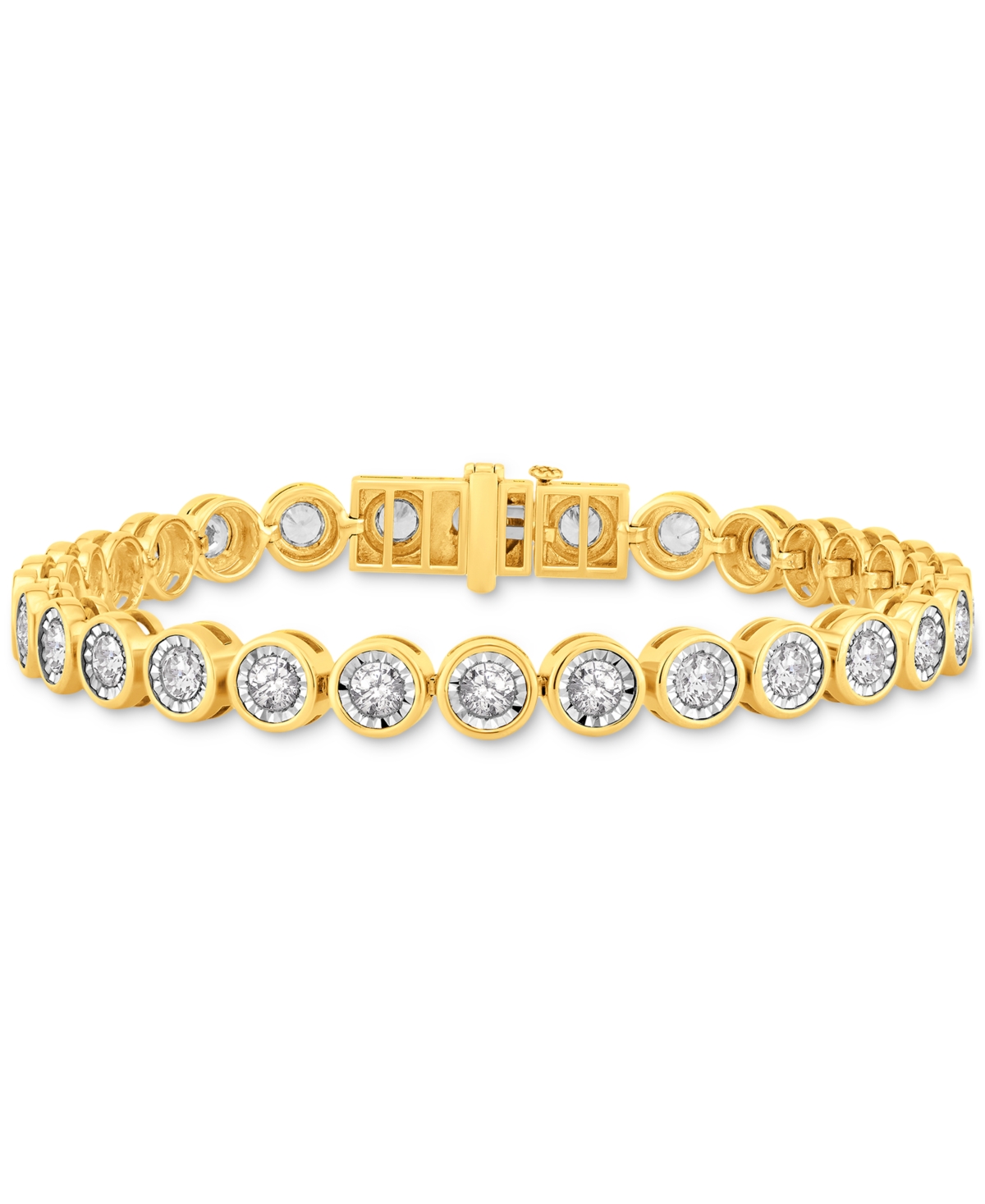 Men's Diamond Bezel Link Tennis Bracelet (6 ct. t.w.) in 10k Two-Tone Gold - Gold
