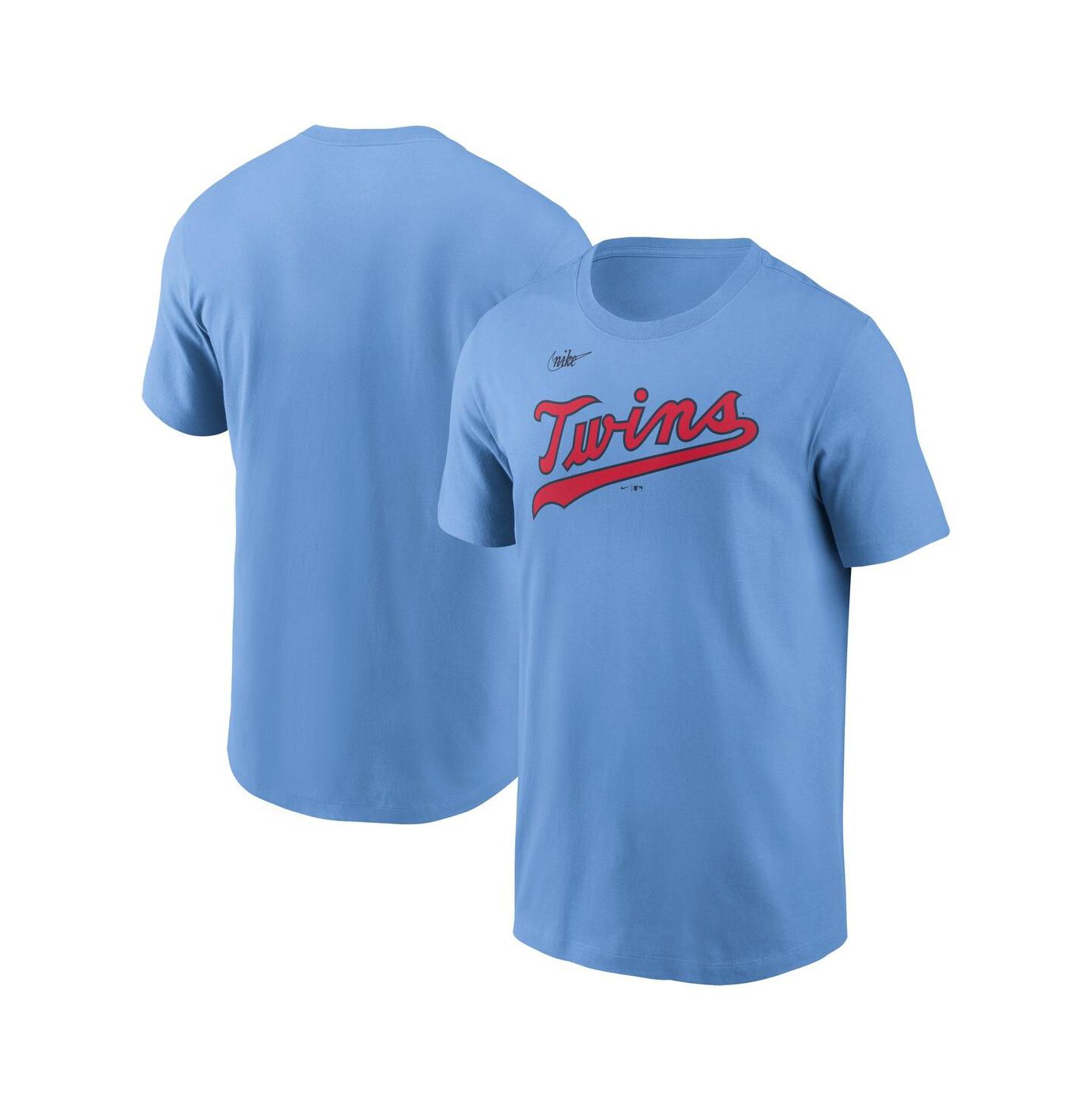Мужская футболка Nike Light Blue Minnesota Twins Cooperstown Wordmark — фото 1