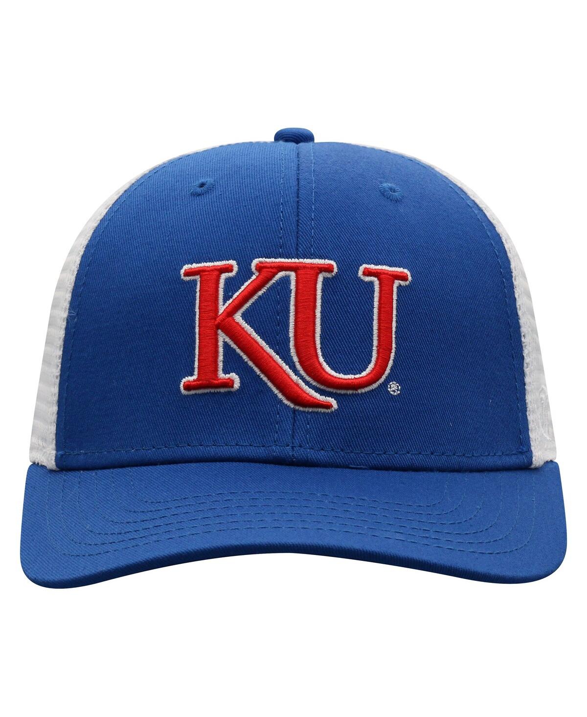 Top Of The World Men's Royal/white Kansas Jayhawks Victory Baseline Trucker Adjustable Hat In Royal,white