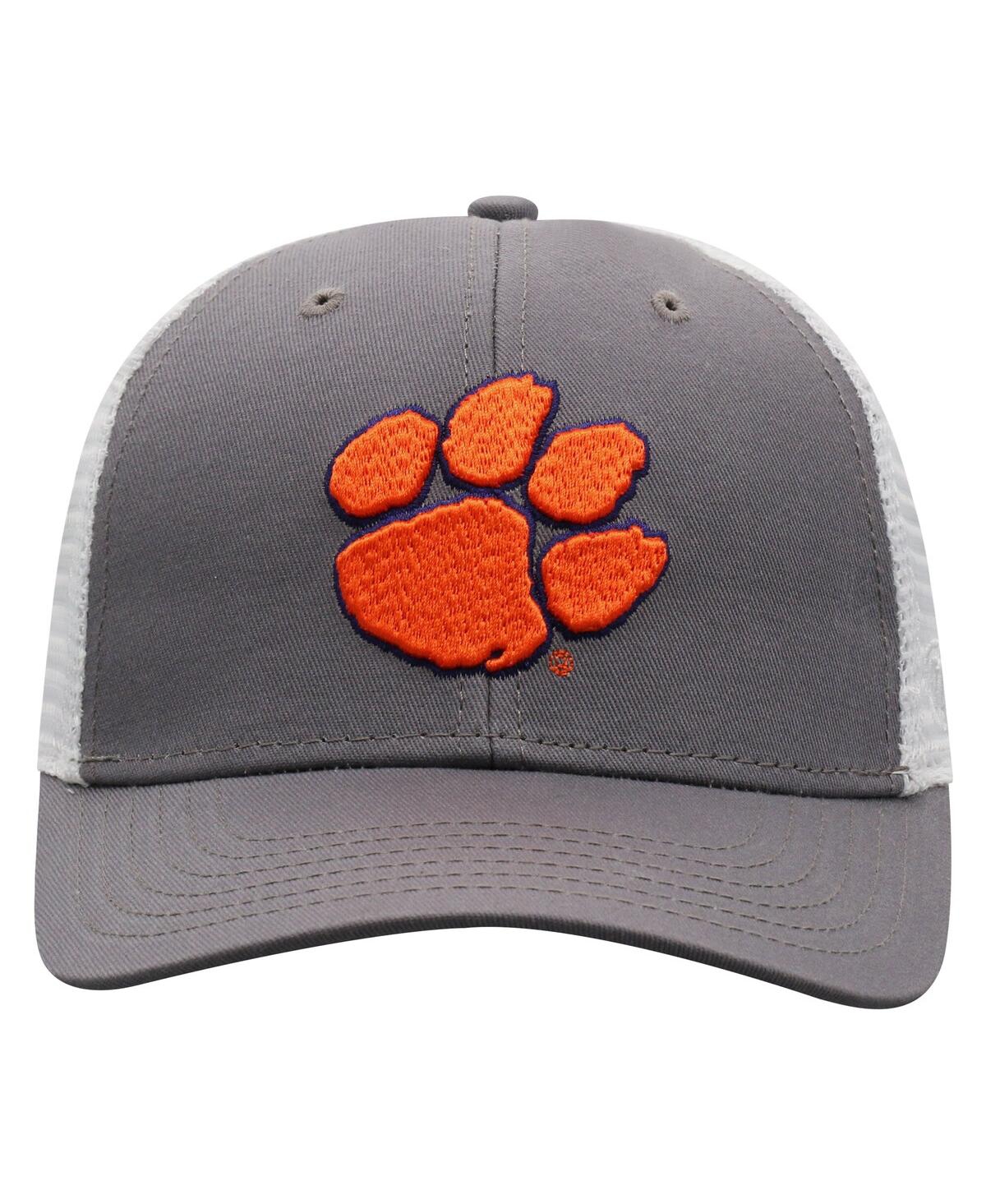 Top Of The World Men's Gray/white Clemson Tigers Victory Baseline Trucker Adjustable Hat In Gray,white