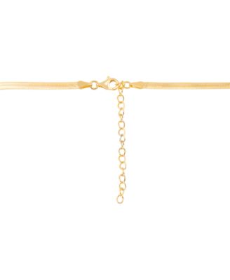 Lab Grown Diamond Bezel Herringbone Collar Necklace (1/2 ct. t.w.) in 14k Gold-Plated Sterling Silver, 16" + 2" extender