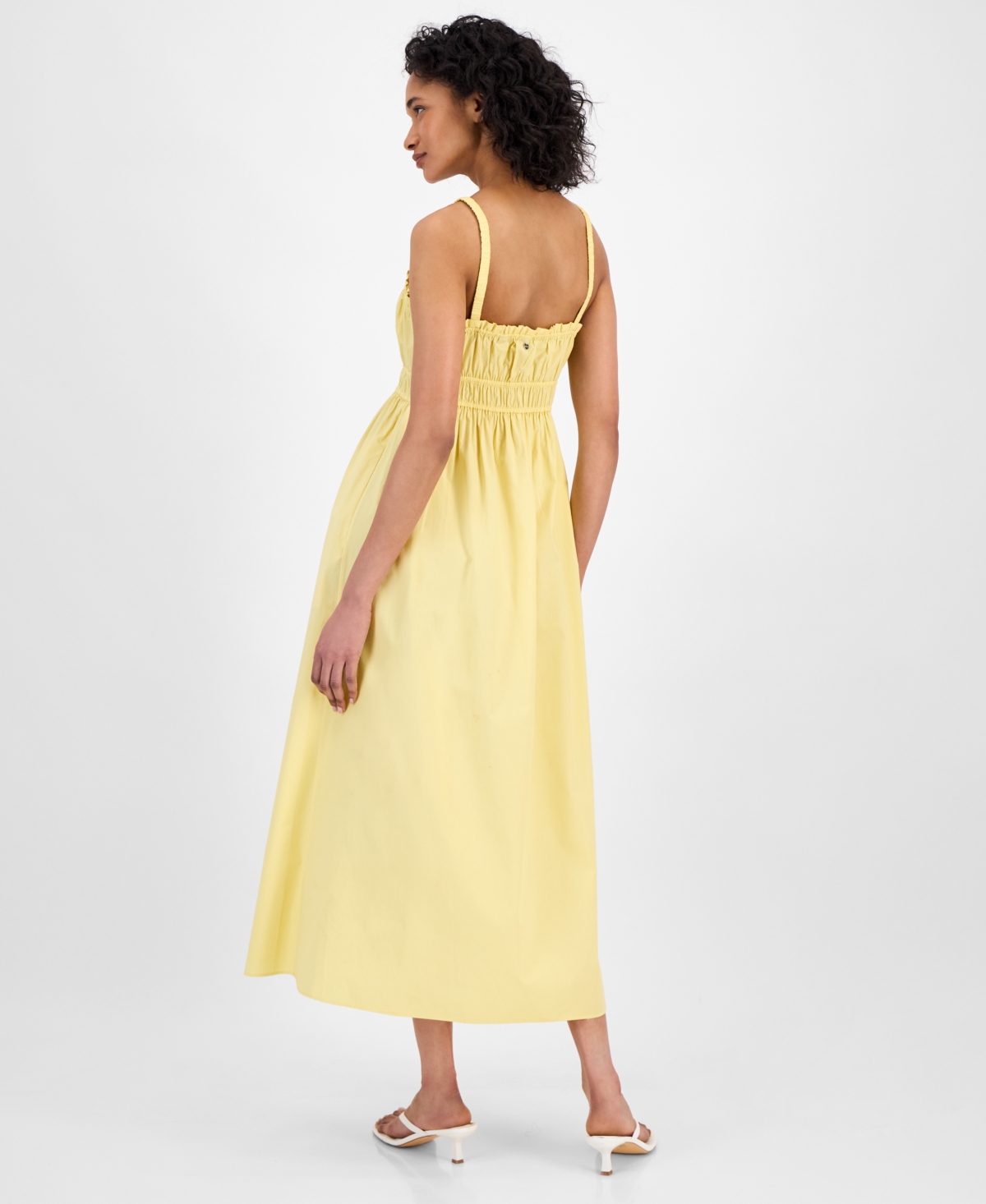 HUGO BOSS WOMEN'S SWEETHEART-NECK SLEEVELESS COTTON MIDI DRESS 