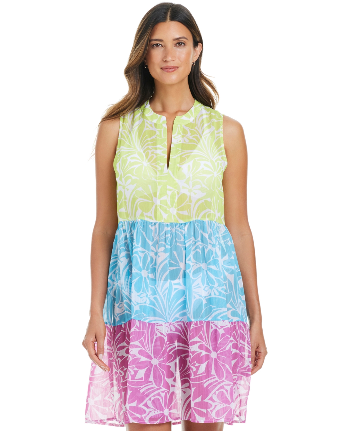 Bleu By Rod Beattie Women's Sock It To Me Printed Chiffon Cover-up Dress In Multi