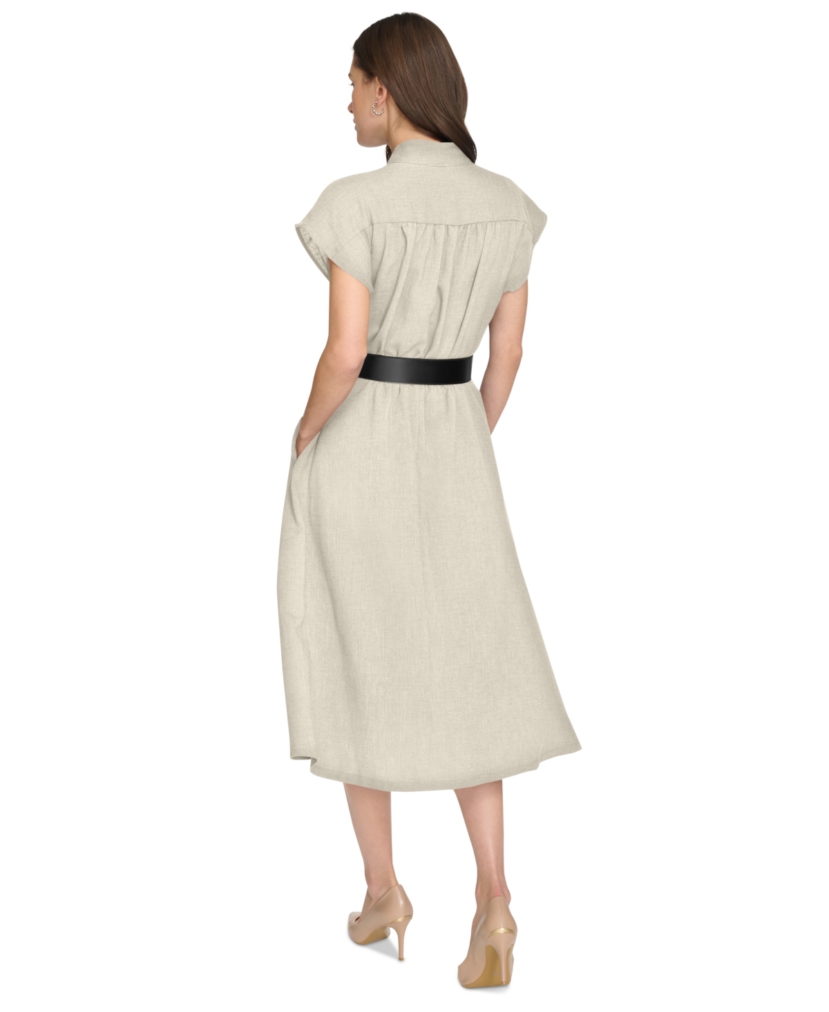 Calvin Klein Women's A-line Midi Dress In Stoney Beige