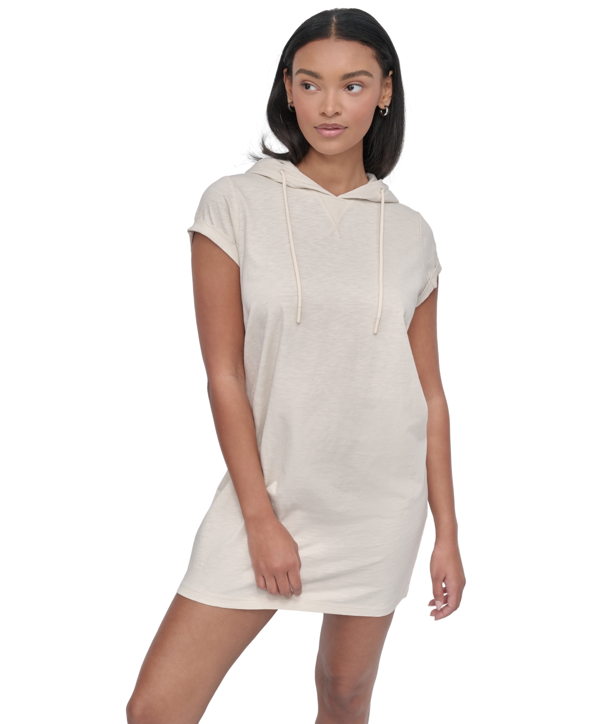 DKNY SPORT WOMEN'S ROLL-SLEEVE HOODED SNEAKER DRESS 
