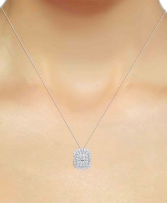Lab-Grown Diamond Cushion Cluster 18" Pendant Necklace (2 ct. t.w.) in Sterling Silver or 14k Gold-Plated Sterling Silver