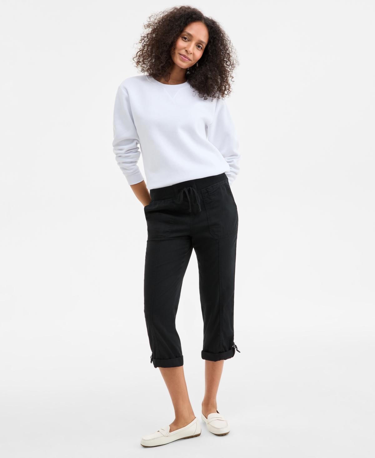 Style & Co Women's Pull On D-ring Capri Pants, Exclusively At Macy's In Deep Black