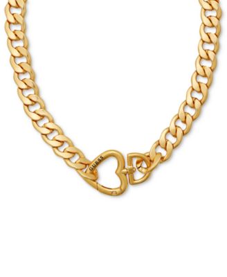 Gold-Tone Heart Closure Chunky Open Link 18" Chain Necklace