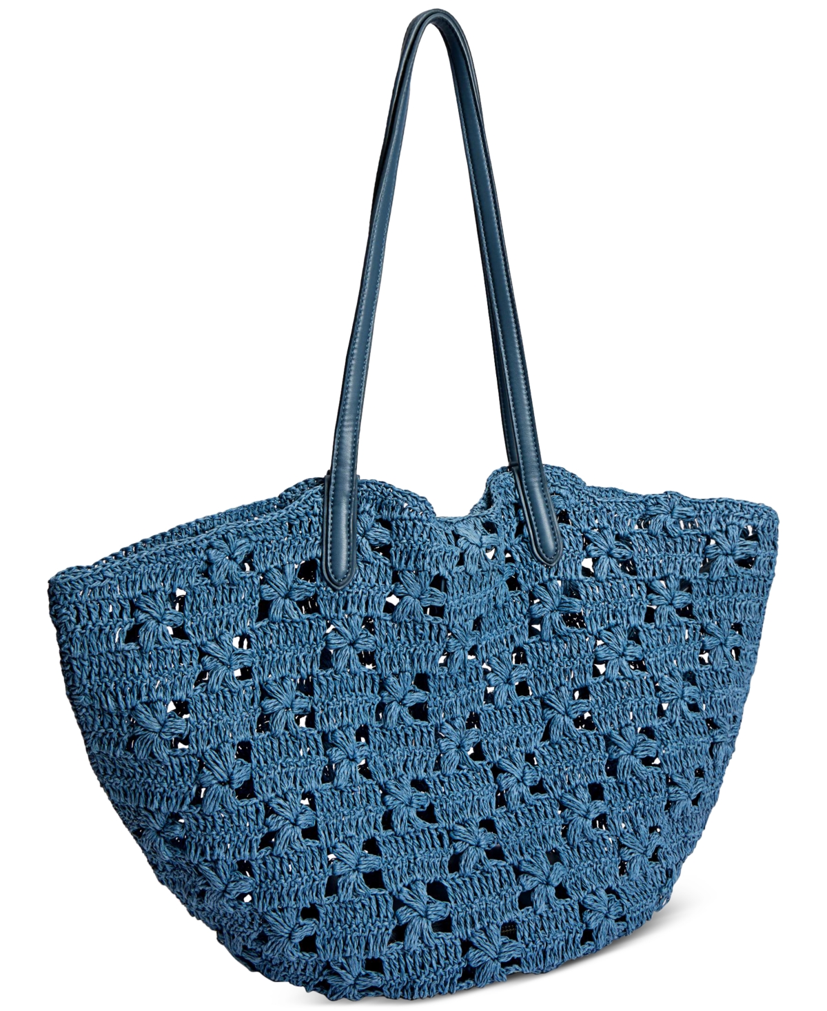 Sam Edelman Layla Floral Raffia Fan Tote In Denim Blue