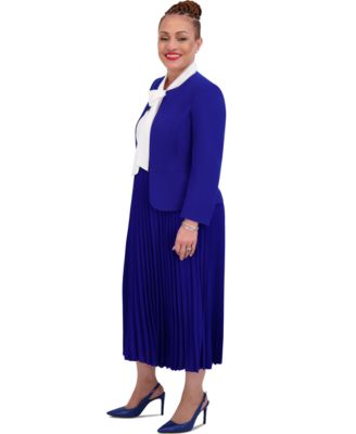 Plus Size Pleated Elastic Waist Skimmer Midi Skirt