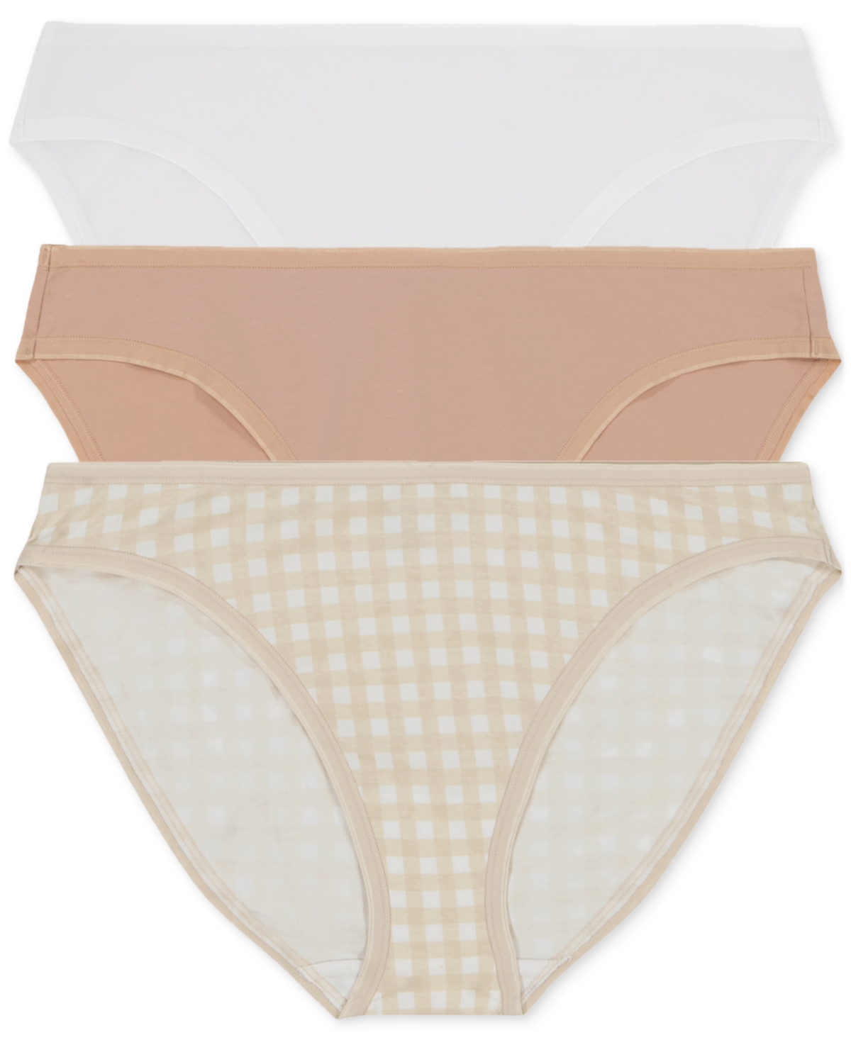 GapBody Women's 3-Pk Bikini Underwear GPW00274 - Pumic Stone Gingham