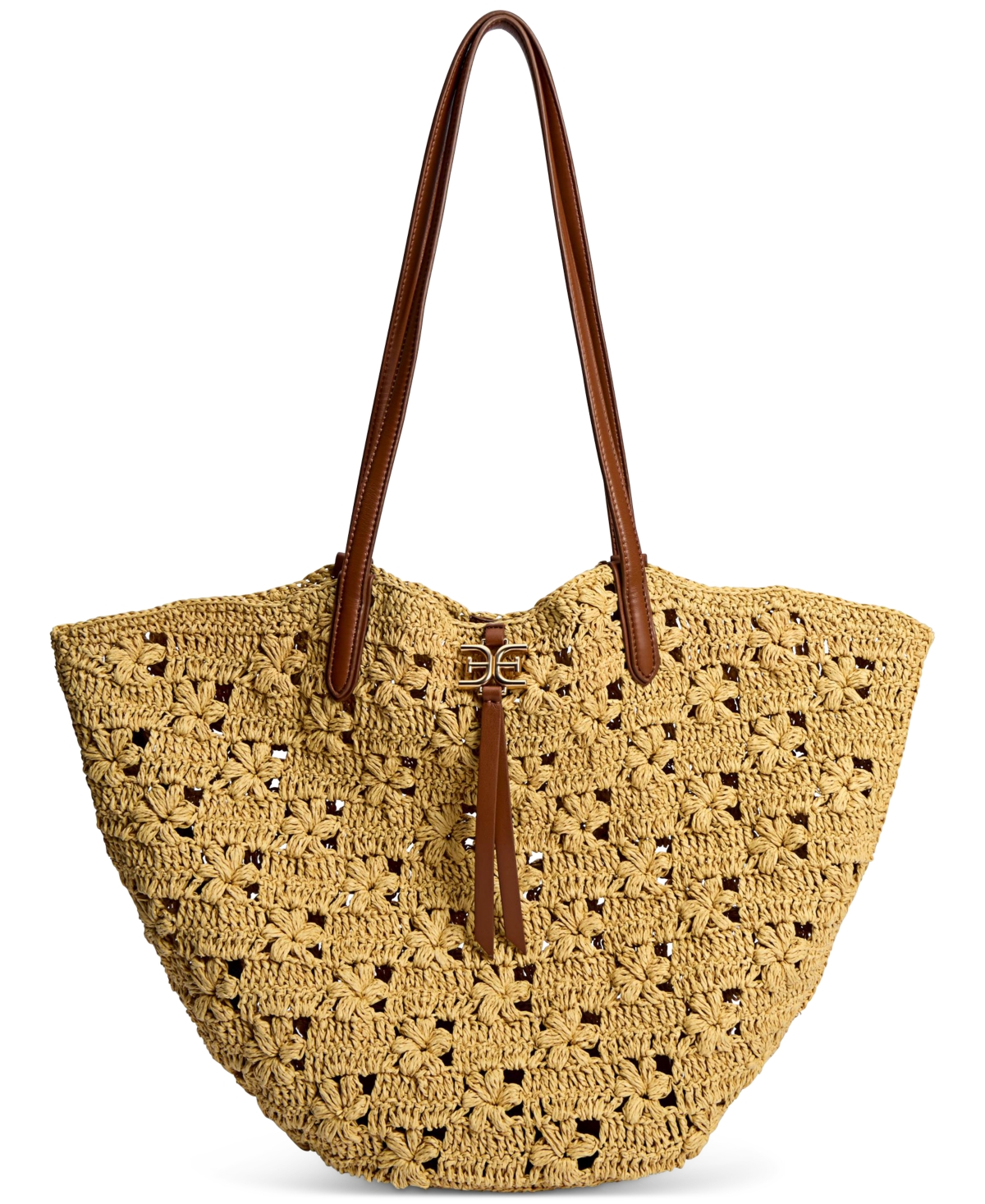 Shop Sam Edelman Layla Floral Raffia Fan Tote In Natural