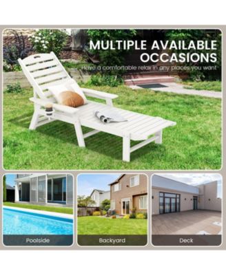 2PCS Patio Lounge Chair Chaise Adjustable Weatherproof HDPE Cup Holder