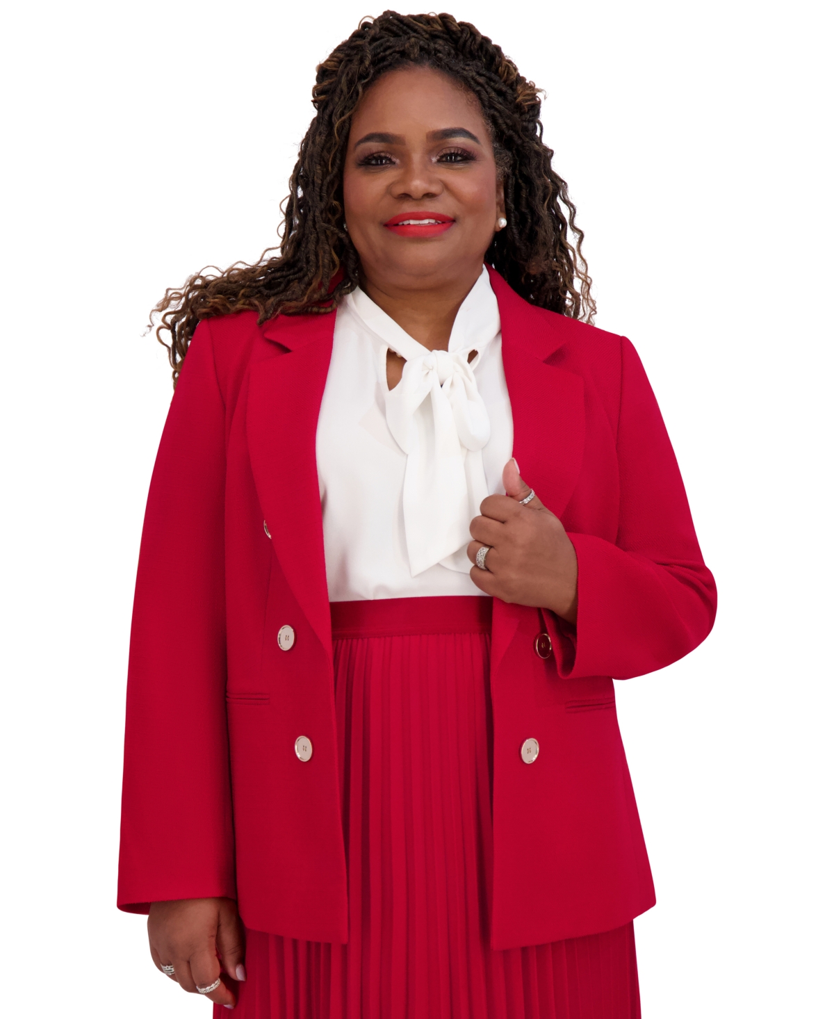 Kasper Women's Faux Double-breasted Blazer, Regular & Plus Sizes In Crimson