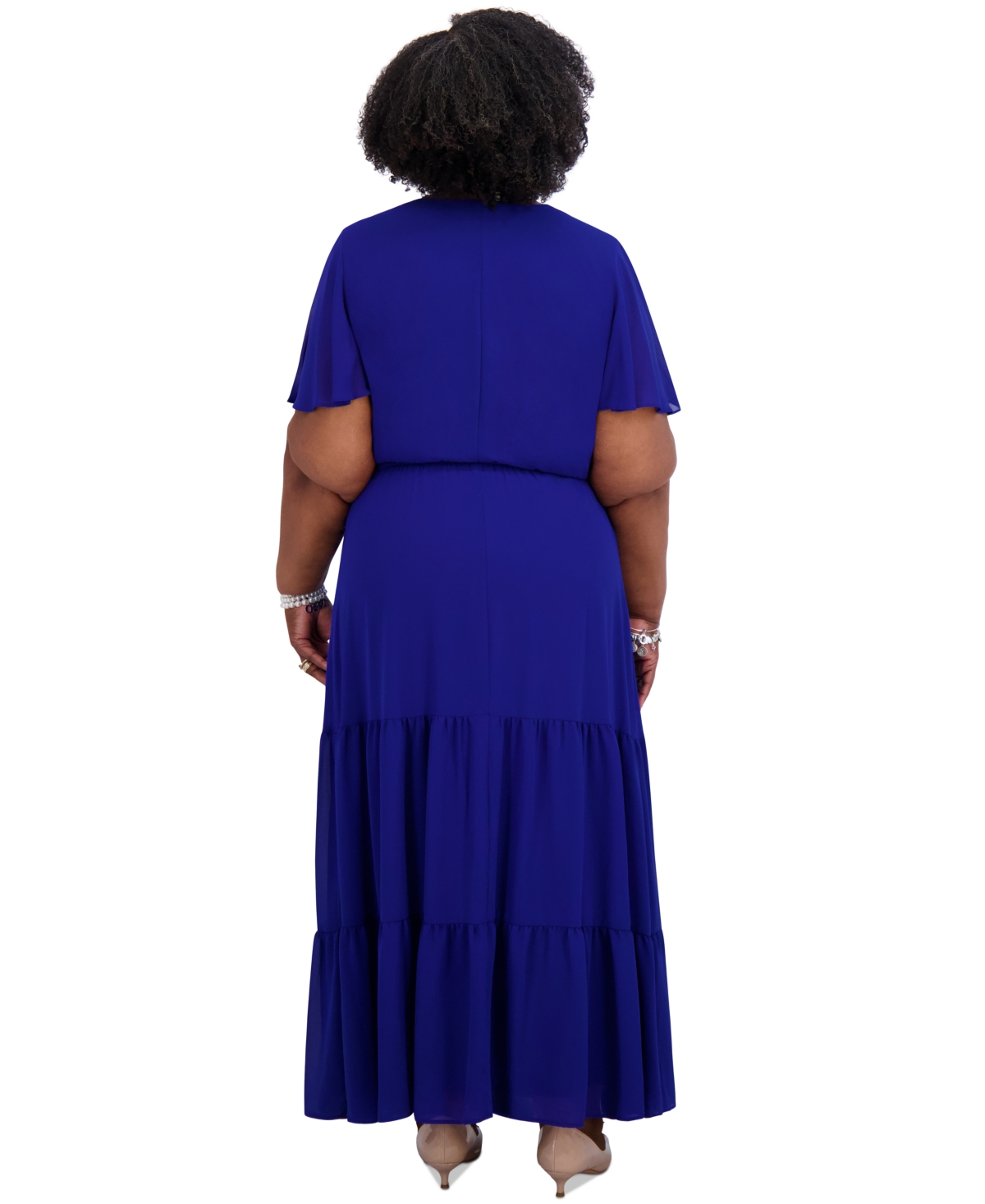 Kasper Women's V-neck Flutter-sleeve Maxi Dress, Regular & Plus Sizes In Royal Signature
