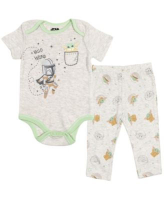 Baby Boys Star Wars Yoda Bodysuits Sleep N' Play Pants Hat and Bibs 8 Piece Outfit Set