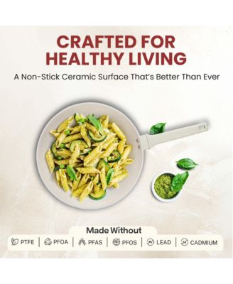 8-Piece Nesting Ceramic Coating Nonstick Cookware Set with Silicone Handle Covers