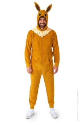 Men's Official Eevee Union Suit - Pokemon Body Suit for Adults - Brown