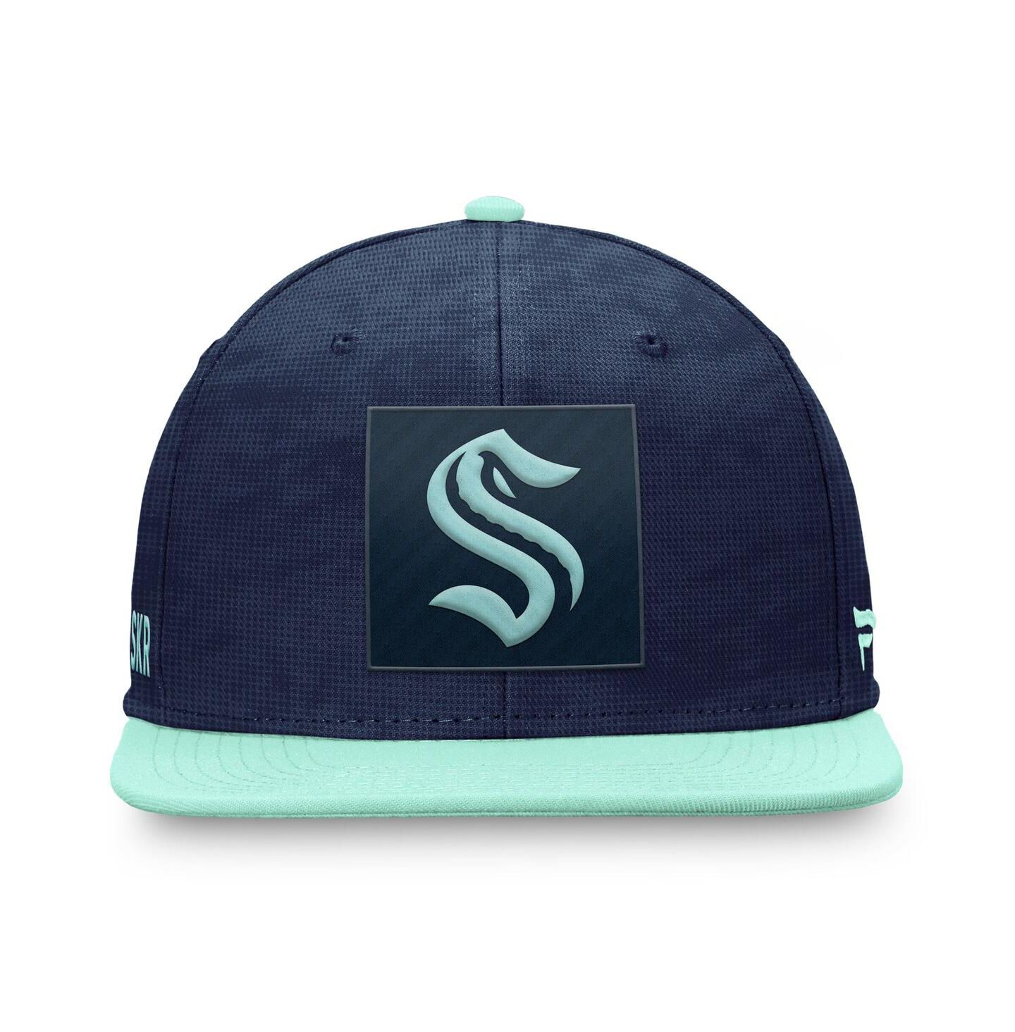 Мужская кепка Fanatics Deep Sea Blue/Light Blue Seattle Kraken Authentic Pro Rink Snapback Hat — фото 3