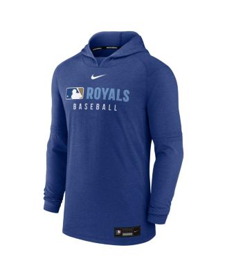 Men's Heather Royal Kansas City Royals Authentic Collection Tri-Blend Performance Pullover Hoodie