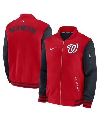 Nike - Men's Red/Navy Washington Nationals Authentic Collection Dugout Full-Zip Bomber Jacket