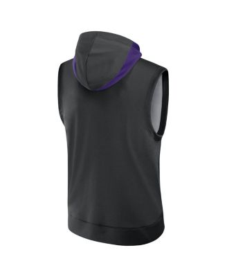 Men's Black Colorado Rockies Authentic Collection Performance Sleeveless Pullover Hoodie