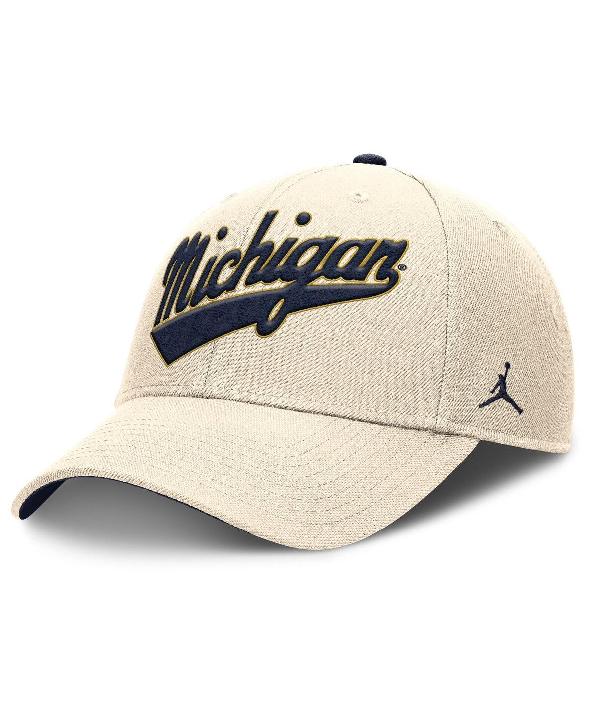 JORDAN MEN'S NATURAL MICHIGAN WOLVERINES PRIMETIME RISE ADJUSTABLE HAT 