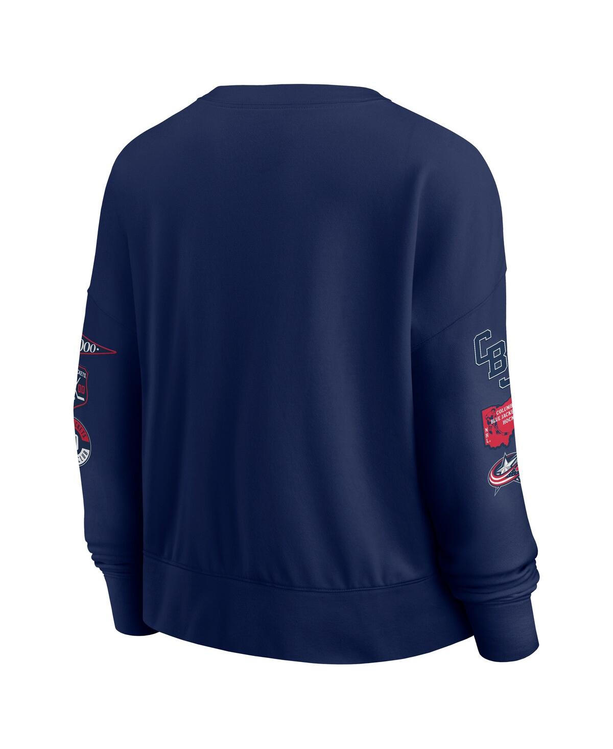 Fanatics Women's Navy Columbus Blue Jackets Go Team Pullover Sweatshirt In Navy