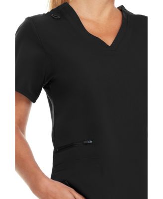 Women's Ruth 3-Pocket Multi Stitch V-Neck Scrub Top, Black