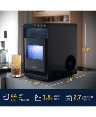 Nugget Ice Maker Countertop, 44 lbs in 24 hours Ice Machine Nugget, Self Cleaning Ice Maker in Black Stainless Steel, Perfect for Home Bar, Kitchen Countertop, RV, Home Office