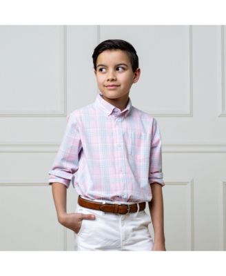 Little and Big Boys' Organic Stretch Poplin Long Sleeve Button Down Shirt