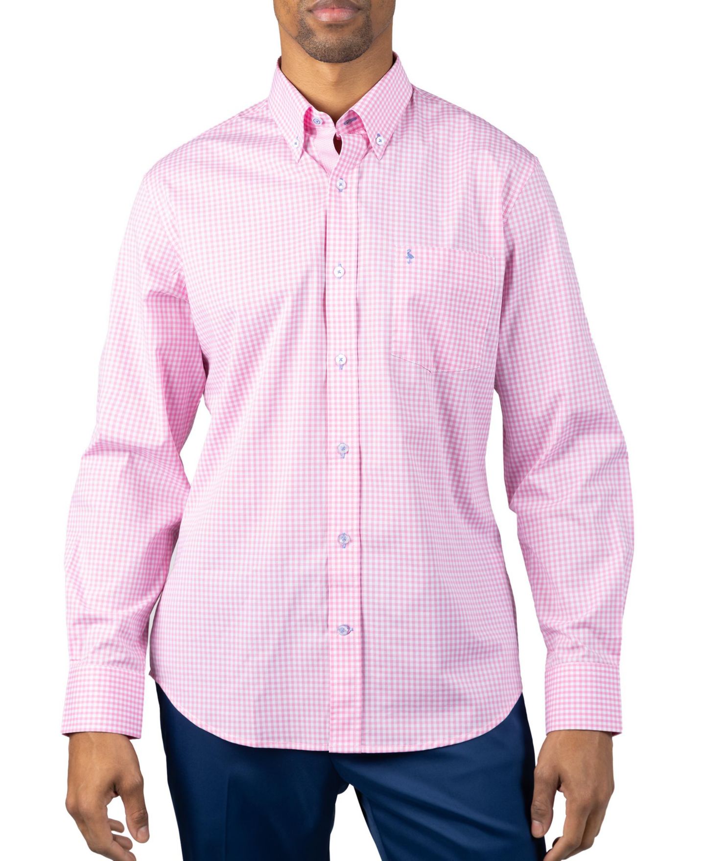 Мужская рубашка Tailorbyrd Signature Gingham Long Sleeve, цвет: Розовый — фото 1