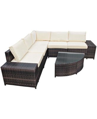 6PCS Rattan Furniture Sectional Sofa Set w/ Cushions
