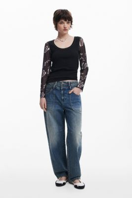 Women's Lettering sleeve T-shirt